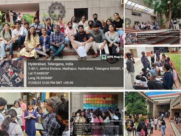 Two men in bicycle jerseys sitting outside at table having coffee