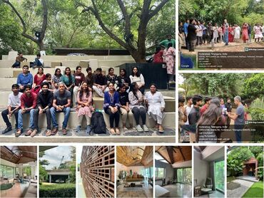 Two men in bicycle jerseys sitting outside at table having coffee