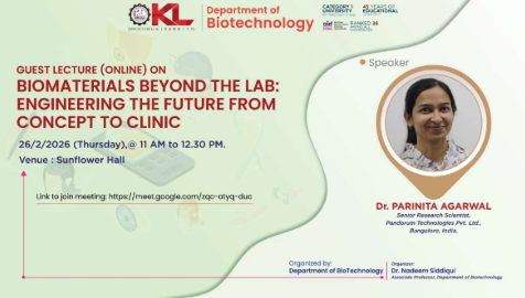 Translational Bioprinting and Ocular Tissue Engineering by Dr. Parinita Agarwal, Pandorum Technologies, Bangalore on 26 February 2026