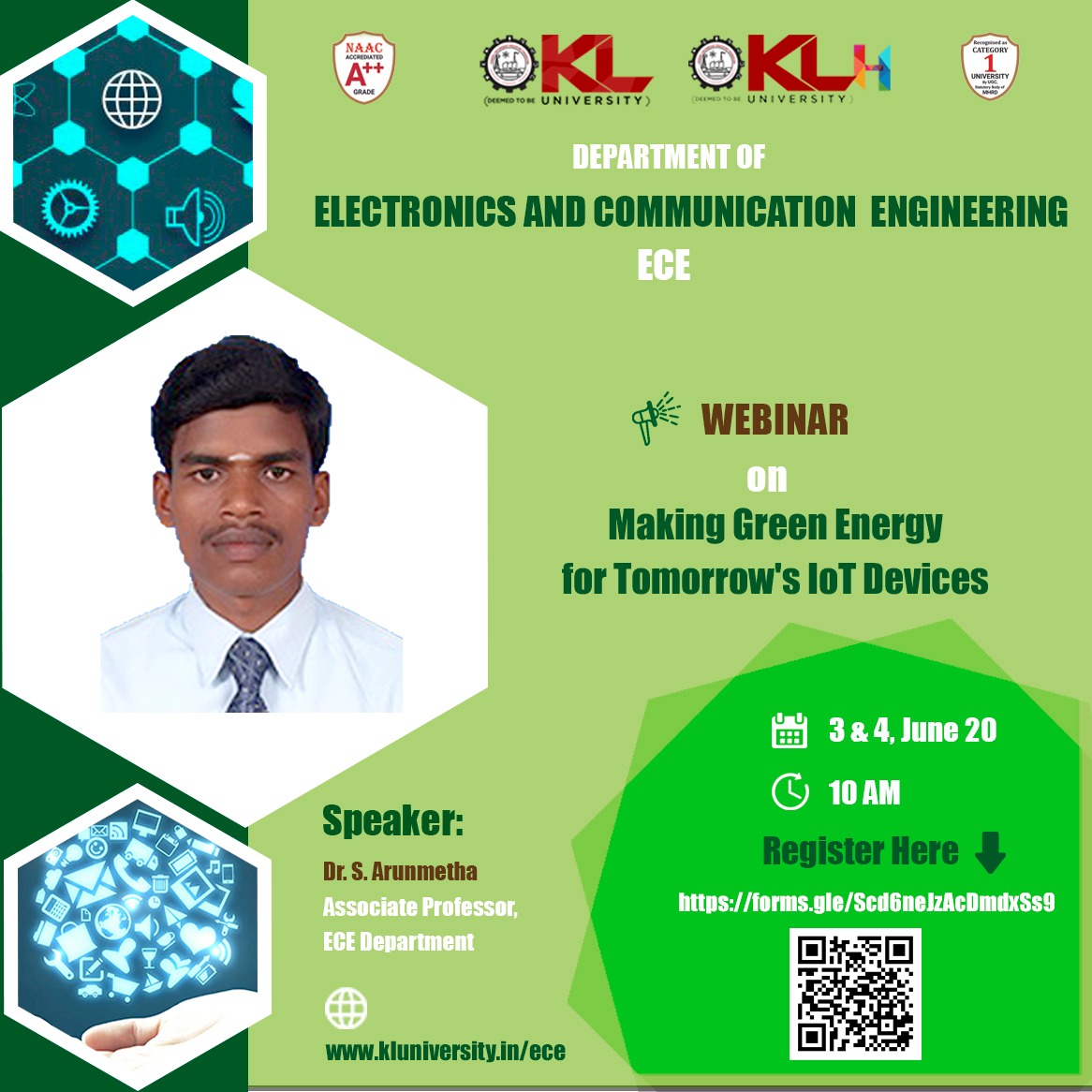 Webinar on 'Making Green Energy for Tomorrow's IoT Devices' on 3-June-2020 & 4-June-2020