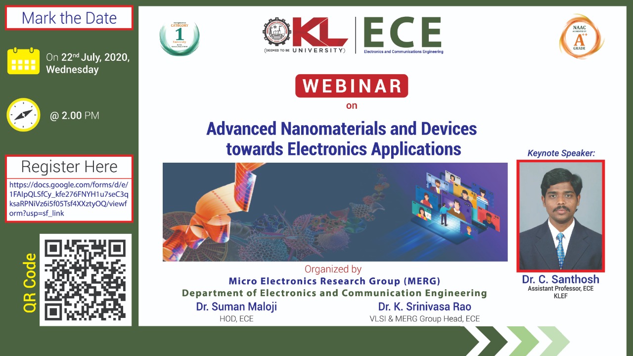 Webinar on 'Advanced Nanomaterials and Devices towards Electronics Applications' on 22th July 2020