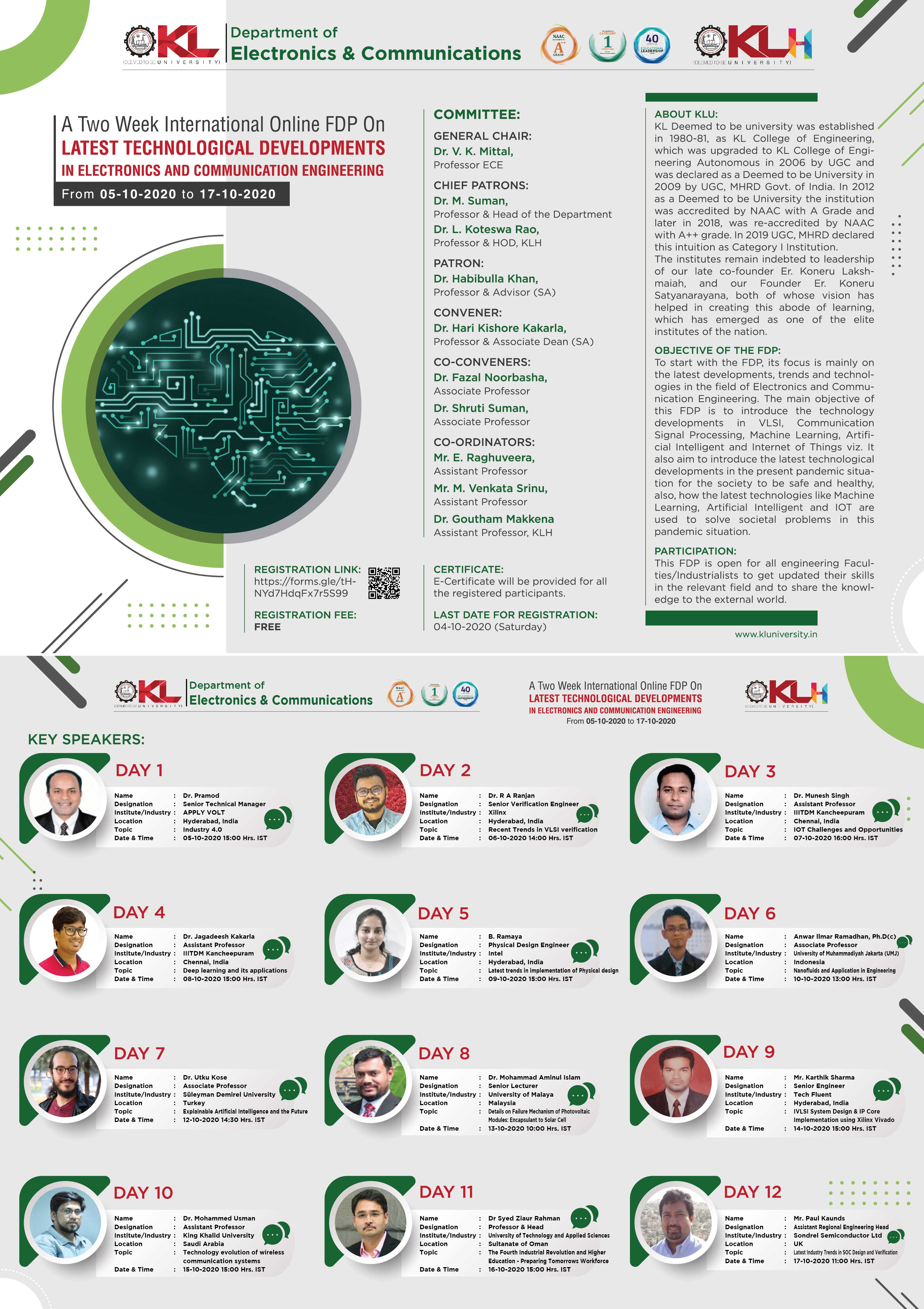 FDP on LATEST TECHNOLOGICAL DEVELOPMENTS IN ELECTRONICS AND COMMUNICATION ENGINEERING (LTDECE-2020).