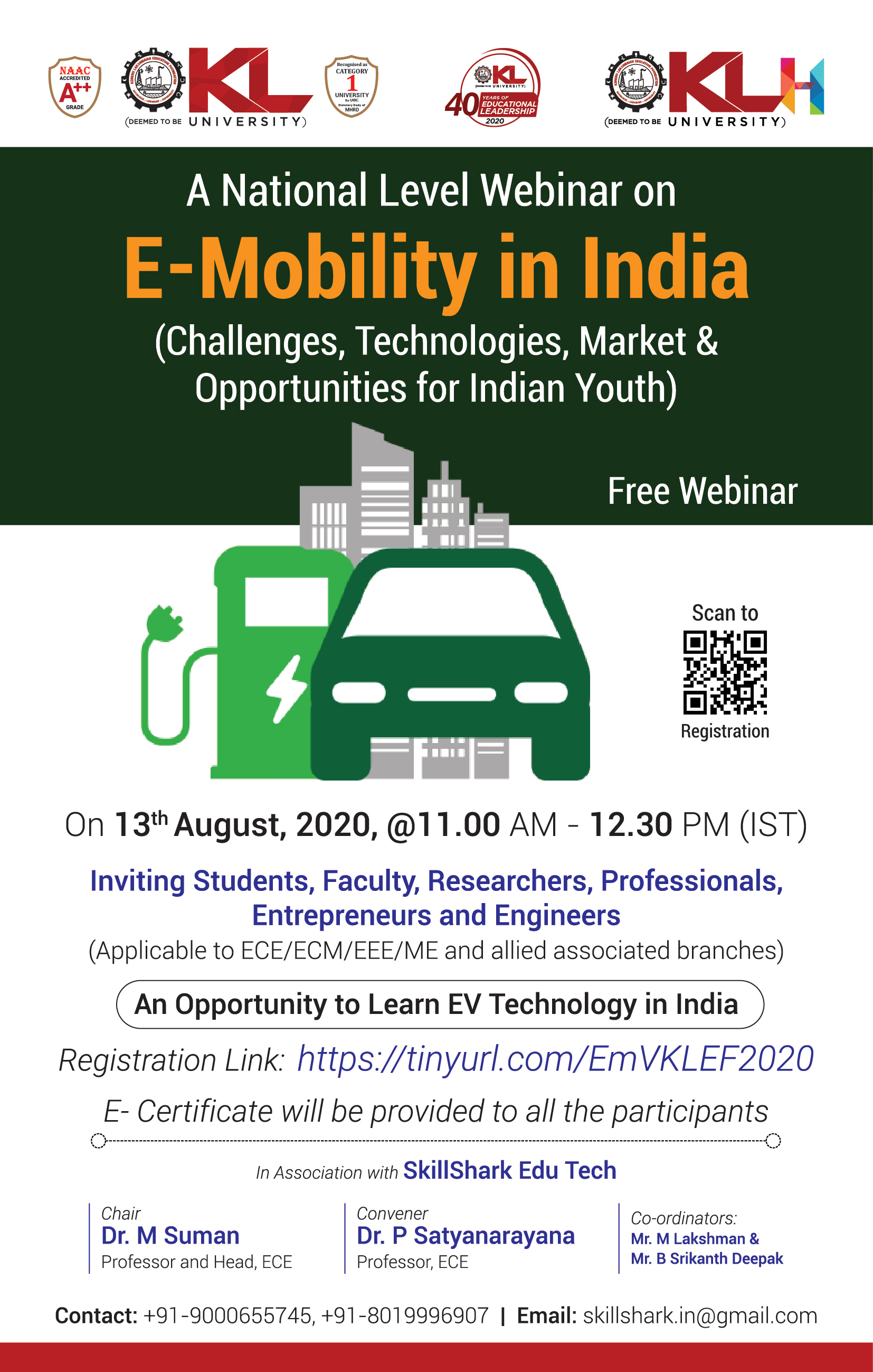 Webinar (13) on A National level webinar on E-Mobility in India on 13th August 2020.