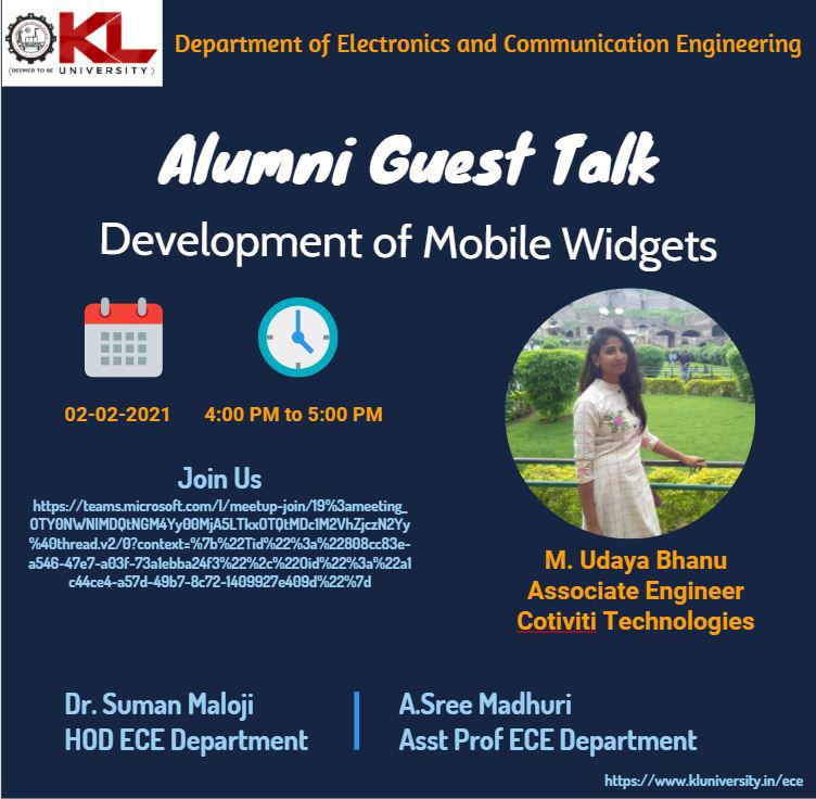 Alumni guest lecture on Development of Mobile Widgets” 