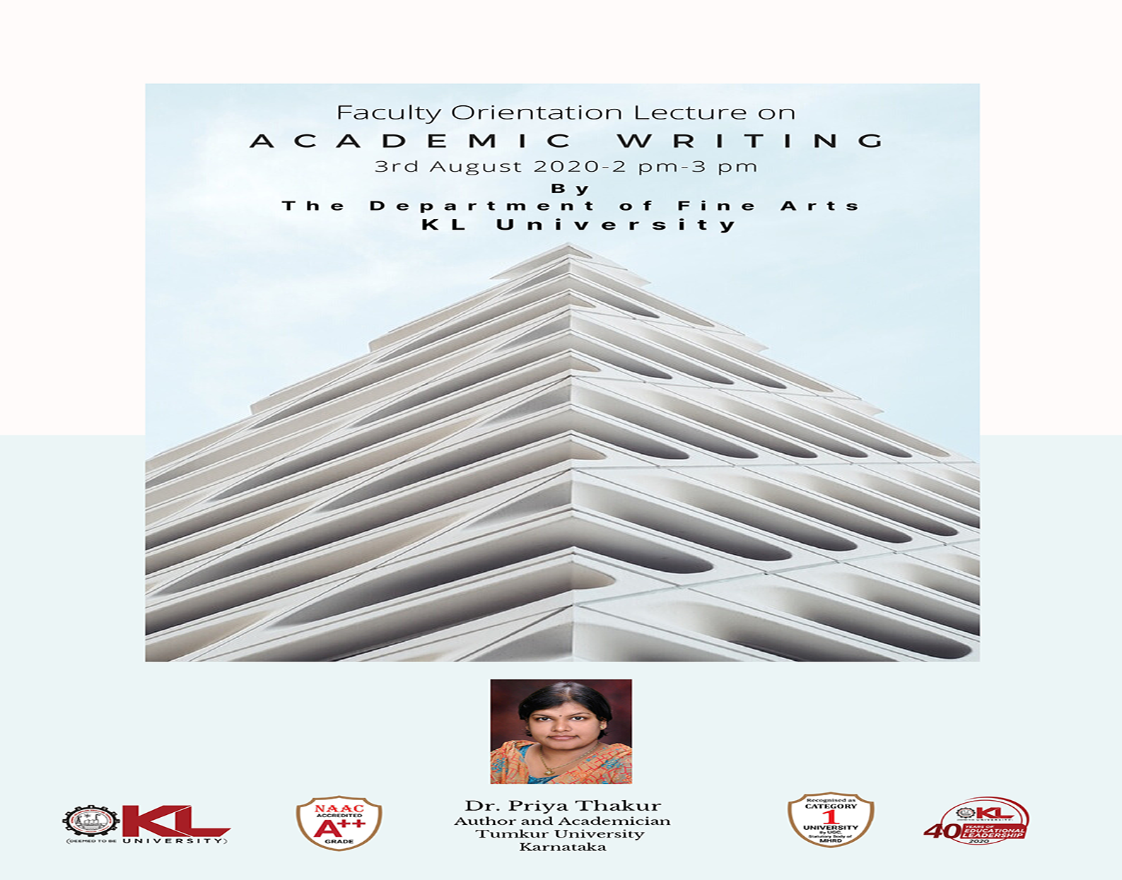 Faculty Orientation Lecture on Academic Writing on 3rd August 2020 