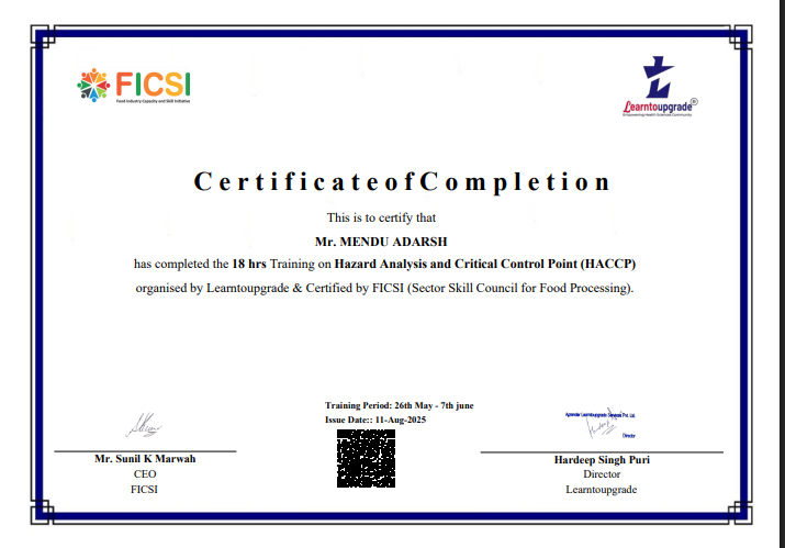 Mendu Adarsh Certificate