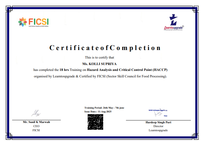 Kolli Supriya Certificate