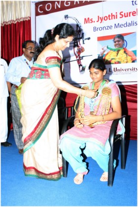 Felicitation to Miss Vennam Jyothi Surekha bronze medalist in 17th Asian games held in South Korea