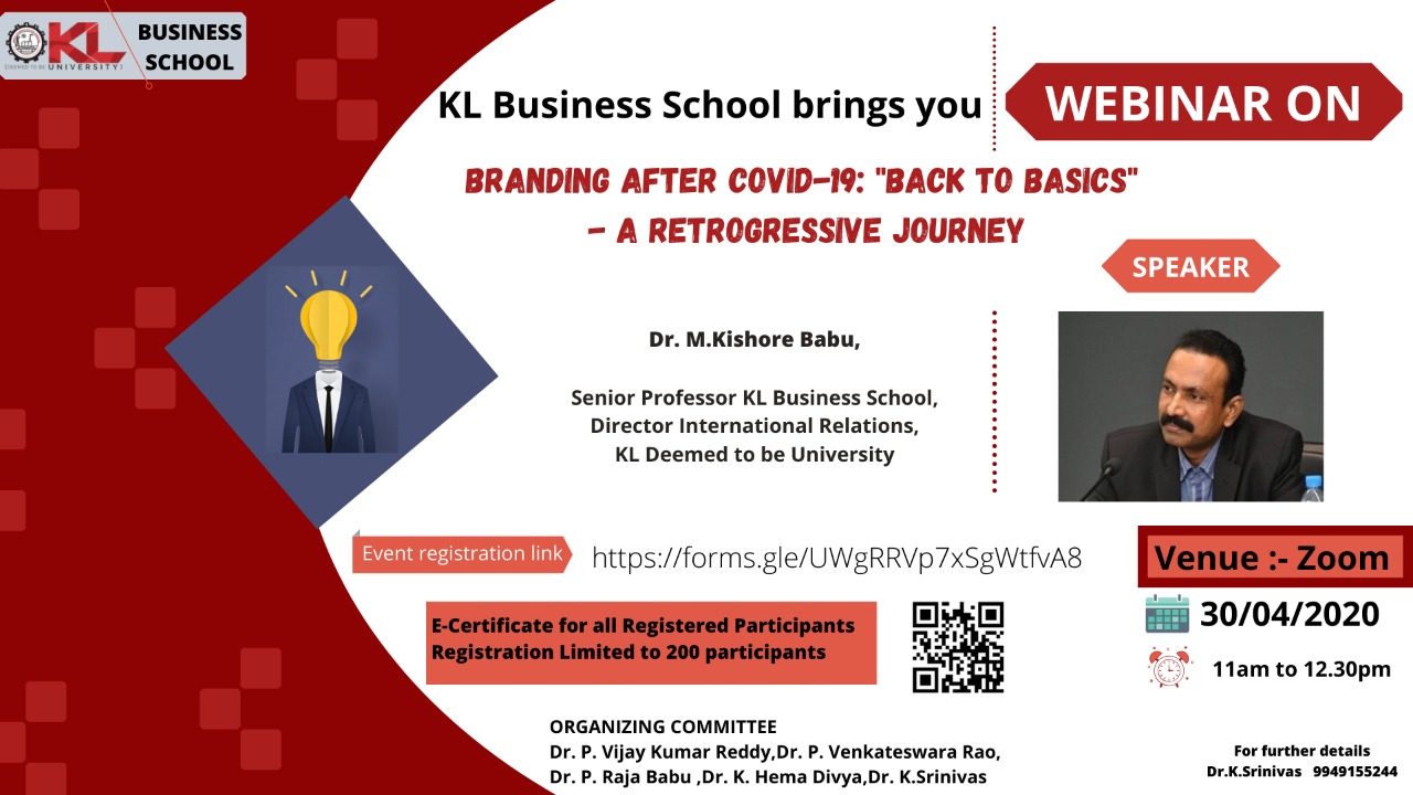 Webinar on BRANDING AFTER COVID-19: "BACK TO BASICS - A RETROGRESSIVE JOURNEY"