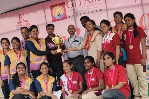Appreciation to Throw Ball(Women) Team Secured Gold Medal in GUSTO 2K19-20-GITAM National Sports Fest organized by Gitam University held at Hyderabad from 27.12.19 to 28.12.19.